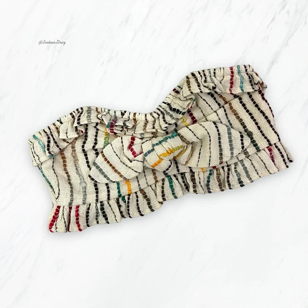 Tularosa- Maddie Bandeau in Rainbow Stripe Size XXS.